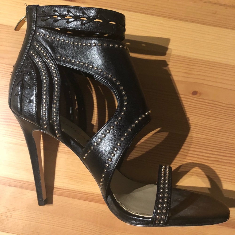 Via Spiga Black Roman High Heel Sandals